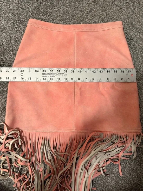 J. Crew Collection Coral Pink Suede Fringe Mini Skirt 2 - Picture 6 of 10